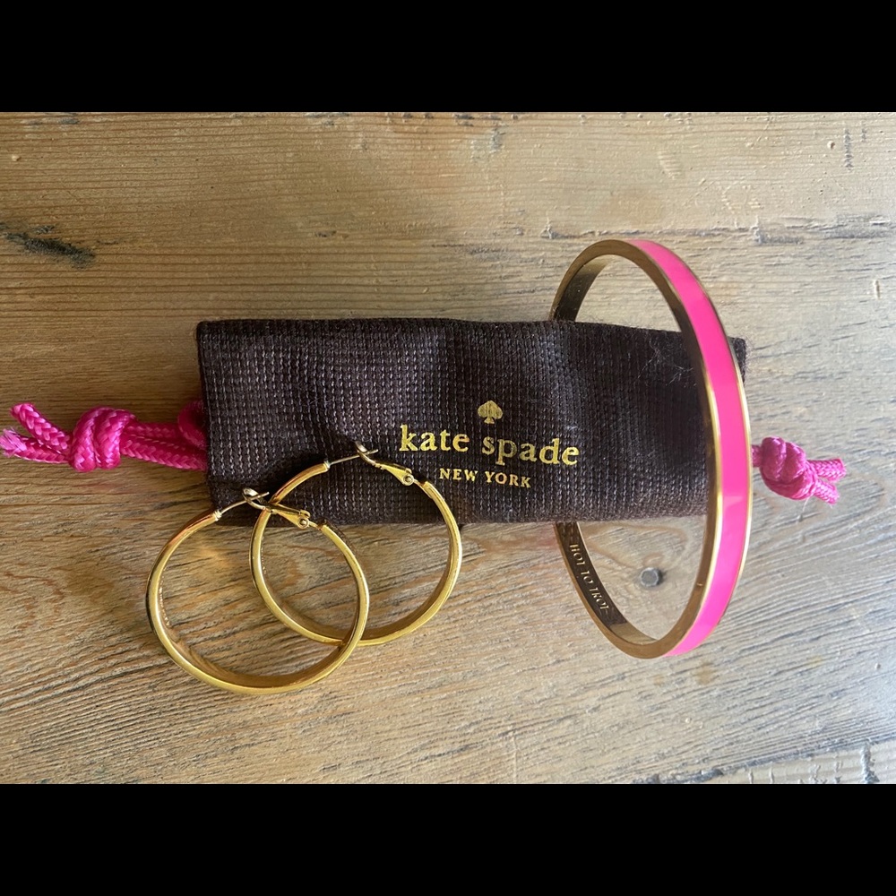Hot Pink KS Gold Bracelet and Gold Earrings💝